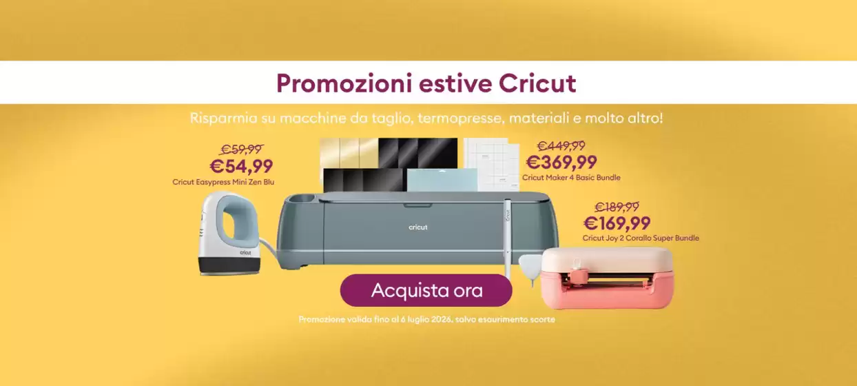 Volantino Necchi a Sanguinetto | Promozioni estive Cricut | 2026-06-26T00:00:00.000Z - 2026-07-06T00:00:00.000Z
