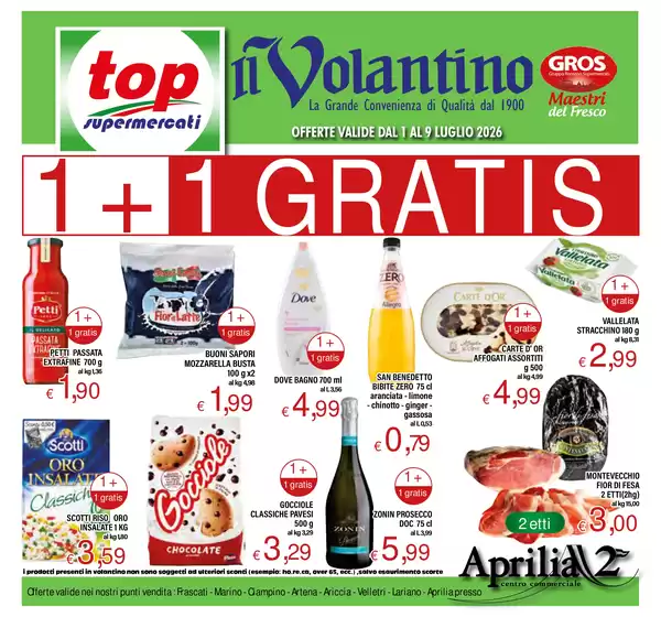 Volantino Top Supermercati | 1+1 gratis | 2026-07-01T00:00:00.000Z - 2026-07-09T00:00:00.000Z