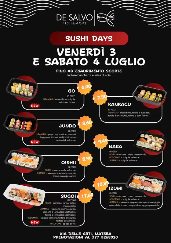 Volantino Pescheria De Salvo | Sushi days | 2026-07-03T00:00:00.000Z - 2026-07-04T00:00:00.000Z