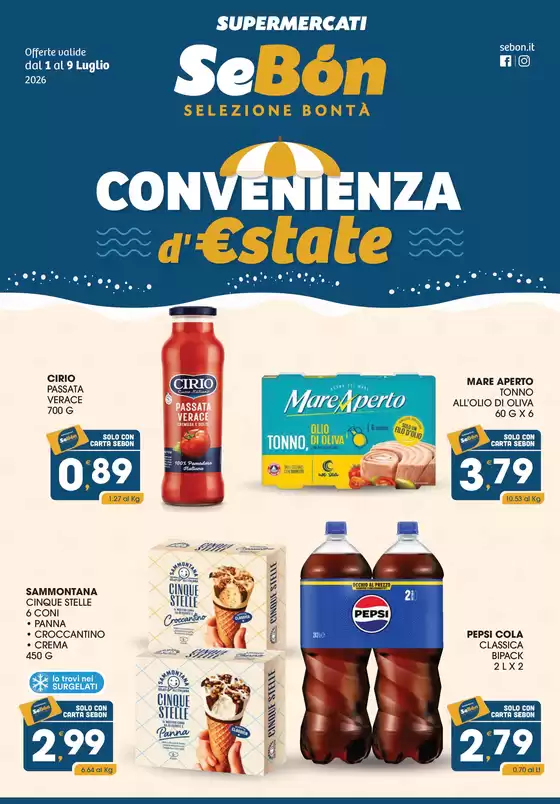 Volantino SeBón | Convenienza d'estate | 2026-07-01T00:00:00.000Z - 2026-07-09T00:00:00.000Z