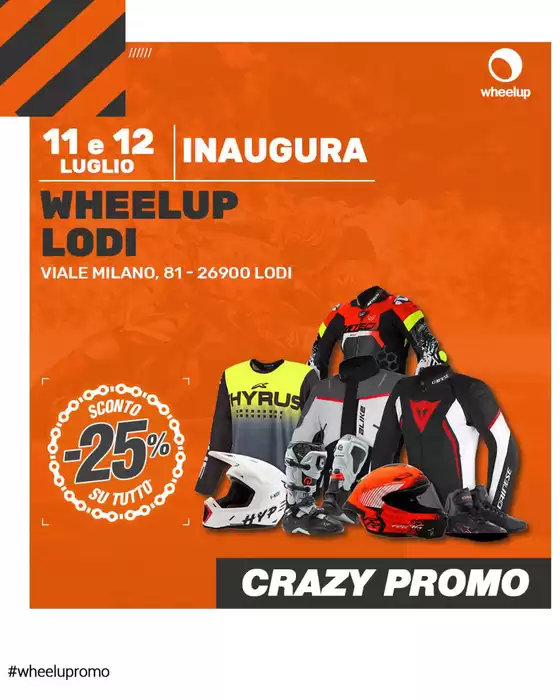 Volantino Wheelup | Sconto -25% su tutto | 2026-07-11T00:00:00.000Z - 2026-07-12T00:00:00.000Z