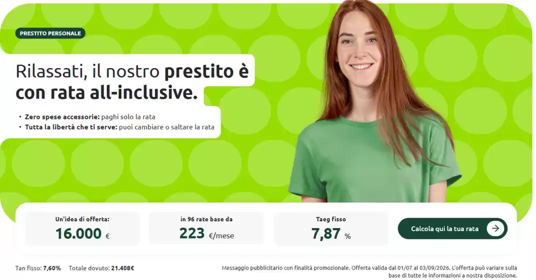 Volantino Findomestic | Prestito personale | 2026-07-01T00:00:00.000Z - 2026-09-03T00:00:00.000Z