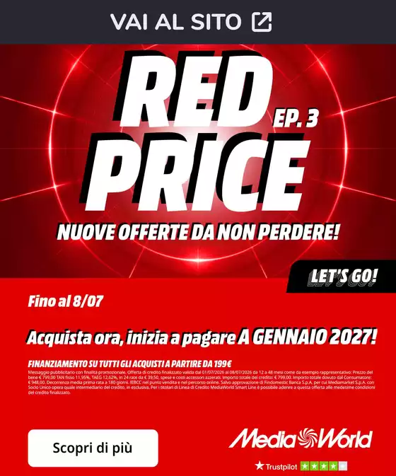Volantino MediaWorld a Offlaga | RED PRICE | 2026-07-01T00:00:00.000Z - 2026-07-08T00:00:00.000Z