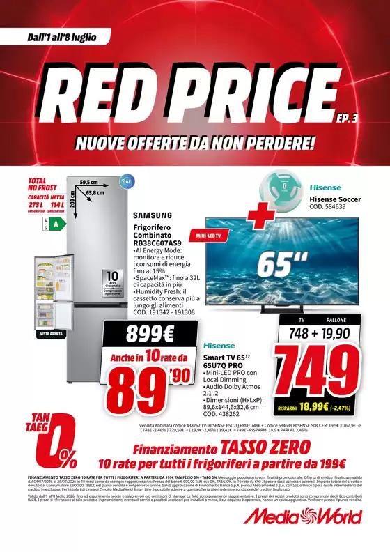 Volantino MediaWorld | Red price | 2026-07-01T00:00:00.000Z - 2026-07-08T00:00:00.000Z