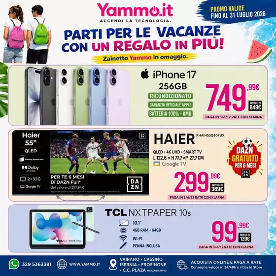 Volantino Yammo | Parti per le vacanze con un regalo in piu! | 2026-07-02T00:00:00.000Z - 2026-07-31T00:00:00.000Z