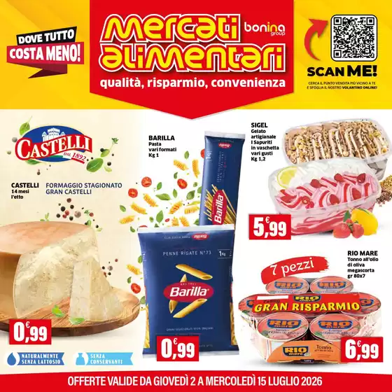 Volantino Mercati Alimentari | Dove tutto costa meno! | 2026-07-02T00:00:00.000Z - 2026-07-15T00:00:00.000Z