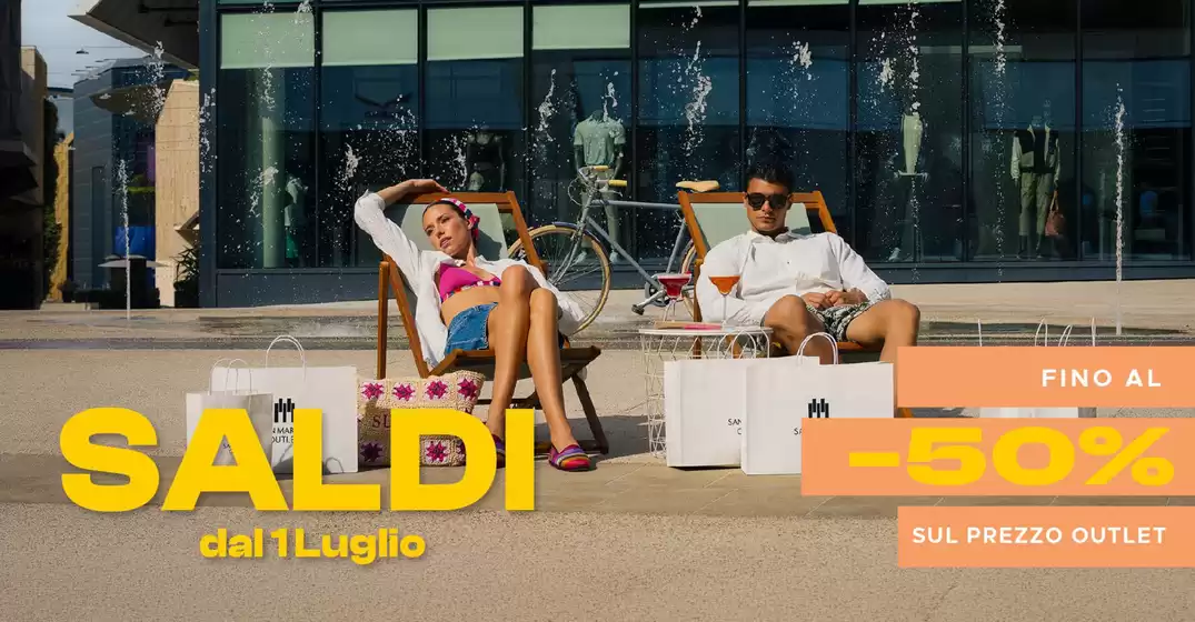 Volantino San Marino Outlet Experience a Bione | Fino al -50% | 2026-07-03T00:00:00.000Z - 2026-07-17T00:00:00.000Z