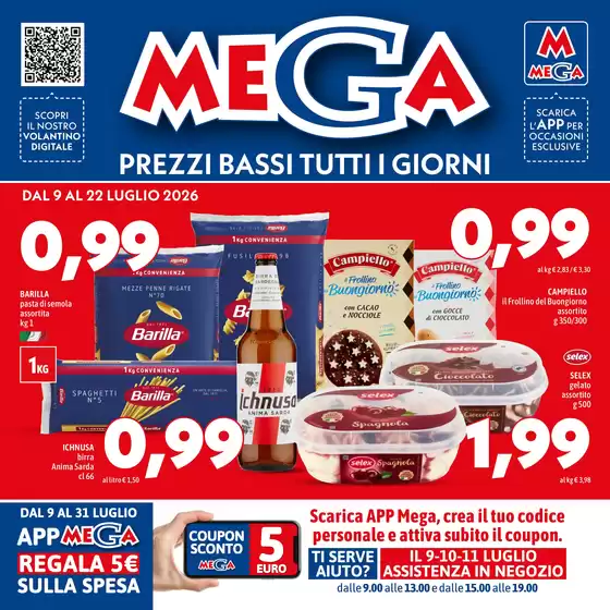 Volantino Supermercati Mega | Prezzi bassi tutti i giorni | 2026-07-09T00:00:00.000Z - 2026-07-22T00:00:00.000Z