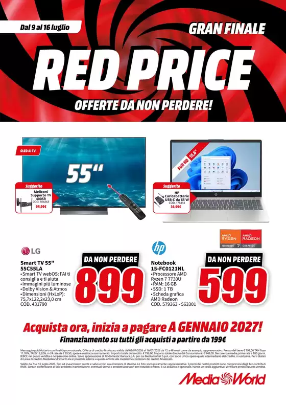 Volantino MediaWorld | Red price | 2026-07-09T00:00:00.000Z - 2026-07-16T00:00:00.000Z