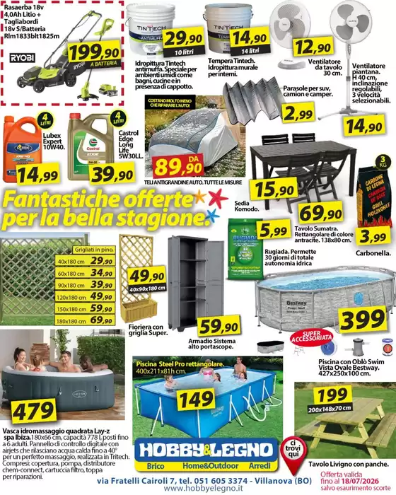 Volantino Hobby & Legno a Caccamo | Fantastiche offerte per la bella stagione | 2026-07-10T00:00:00.000Z - 2026-07-18T00:00:00.000Z