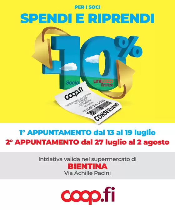 Volantino Coop | Spendi e riprendi Bientina | 2026-07-13T00:00:00.000Z - 2026-08-09T00:00:00.000Z