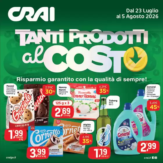 Volantino Crai | tanti prodotti al costo | 2026-07-23T00:00:00.000Z - 2026-08-05T00:00:00.000Z
