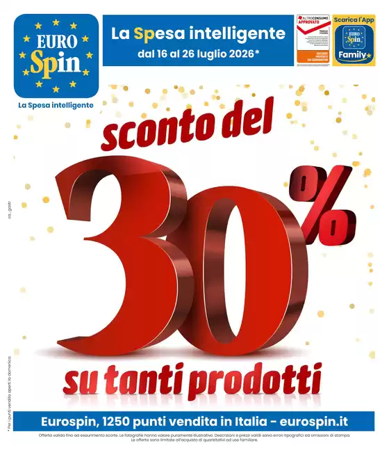 Volantino Eurospin a Acquanegra Cremonese | SCONTO DEL 30% SU TANTI PRODOTTI | 2026-07-16T00:00:00.000Z - 2026-07-26T00:00:00.000Z