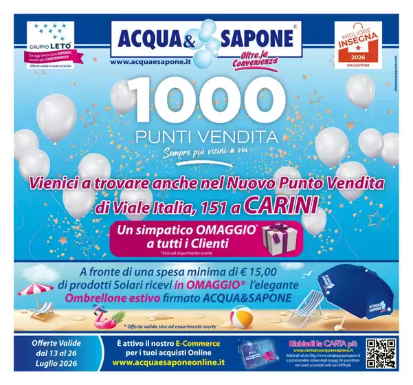 Volantino Acqua & Sapone | 100 punti vendita | 2026-07-13T00:00:00.000Z - 2026-07-26T00:00:00.000Z