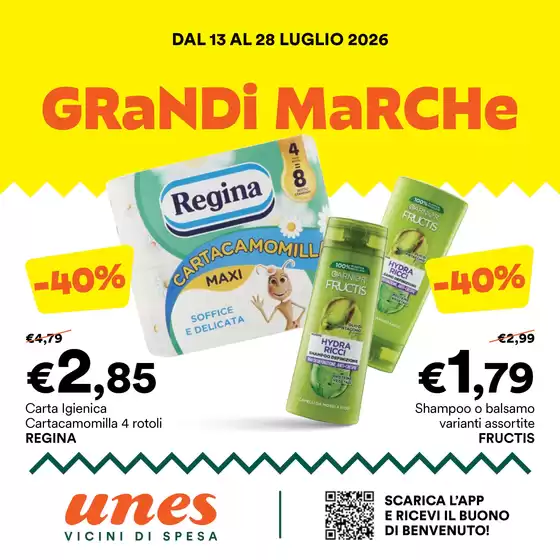 Volantino Unes | Grandi marche | 2026-07-13T00:00:00.000Z - 2026-07-28T00:00:00.000Z