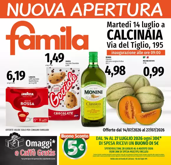 Volantino Famila a Gazoldo degli Ippoliti | Nuova Apertua Calcinaia | 2026-07-14T00:00:00.000Z - 2026-07-27T00:00:00.000Z