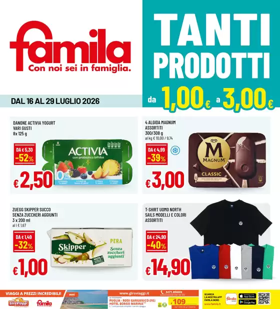 Volantino Famila | Tanti prodotti da 1,00 euro a 3,00 euro | 2026-07-16T00:00:00.000Z - 2026-07-29T00:00:00.000Z