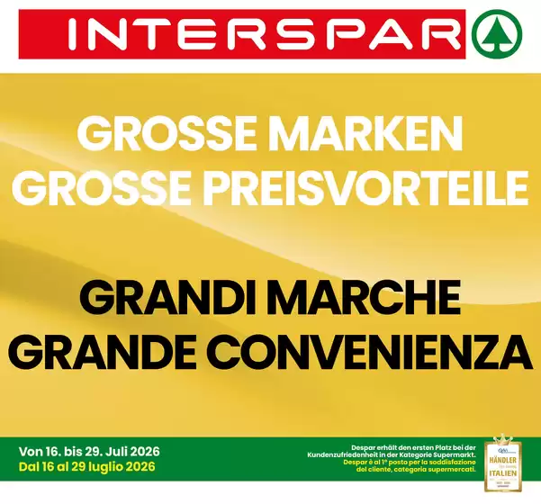 Volantino Interspar | Grande marche grande convenienza | 2026-07-16T00:00:00.000Z - 2026-07-29T00:00:00.000Z