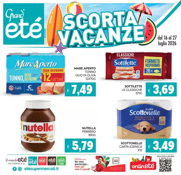Volantino Etè | Scorta vacanze | 2026-07-16T00:00:00.000Z - 2026-07-27T00:00:00.000Z