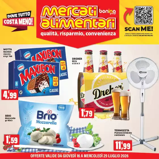 Volantino Mercati Alimentari | Dove tutto costa meno! | 2026-07-16T00:00:00.000Z - 2026-07-29T00:00:00.000Z