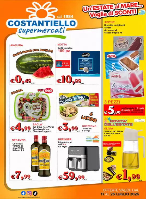 Volantino Costantiello supermercati | Un'estate al mare | 2026-07-17T00:00:00.000Z - 2026-07-25T00:00:00.000Z