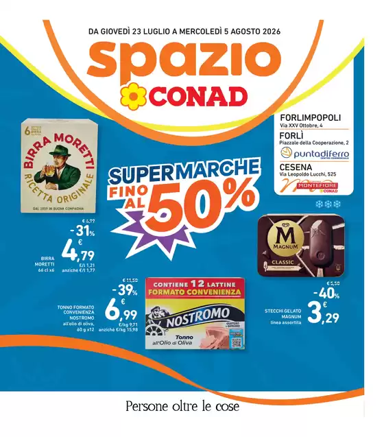 Volantino Spazio Conad a Brallo di Pregola | SUPERMARCHE FINO AL 50% | 2026-07-23T00:00:00.000Z - 2026-08-05T00:00:00.000Z