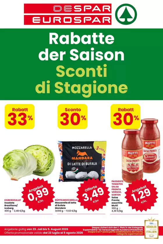 Volantino Eurospar | Sconti di stagione | 2026-07-23T00:00:00.000Z - 2026-08-05T00:00:00.000Z