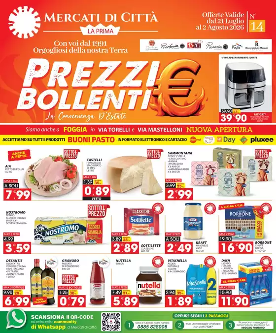 Volantino Mercati di Città | Prezzi bollenti | 2026-07-21T00:00:00.000Z - 2026-08-02T00:00:00.000Z