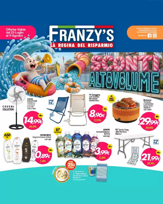 Volantino Franzy's a Castellarano | Sconti altovolume | 2026-07-23T00:00:00.000Z - 2026-08-11T00:00:00.000Z
