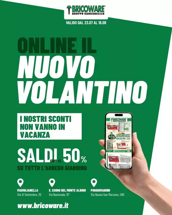 Volantino Bricoware a Arsiè | Online il nuovo volantino | 2026-07-23T00:00:00.000Z - 2026-08-16T00:00:00.000Z