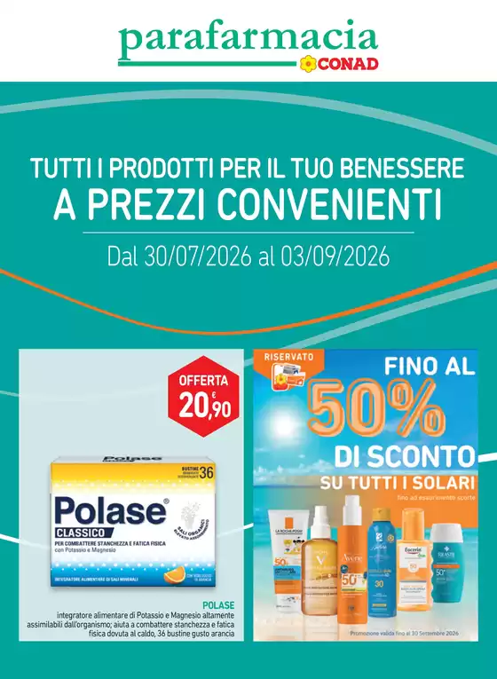 Volantino Parafarmacia Conad a Rovereto | TUTTI I PRODOTTI PER IL TUO BENESSERE A PREZZI CONVENIENTI | 2026-07-30T00:00:00.000Z - 2026-09-03T00:00:00.000Z