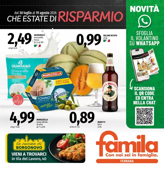 Volantino Famila | Che estate di risparmio | 2026-07-30T00:00:00.000Z - 2026-08-19T00:00:00.000Z