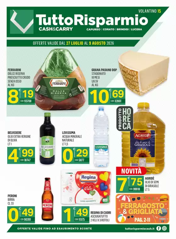 Volantino Tutto Risparmio Cash&Carry | Offerte valide dal 27 Luglio al 9 Agosto 2026 | 2026-07-27T00:00:00.000Z - 2026-08-09T00:00:00.000Z