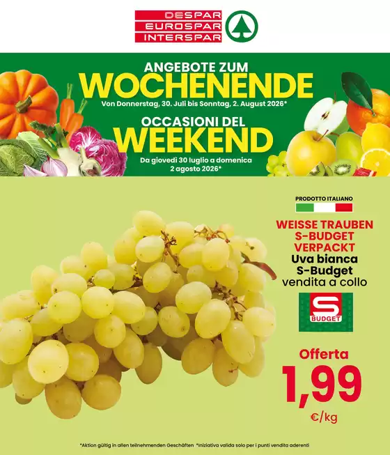 Volantino Eurospar | Occosioni del weekend | 2026-07-30T00:00:00.000Z - 2026-08-02T00:00:00.000Z