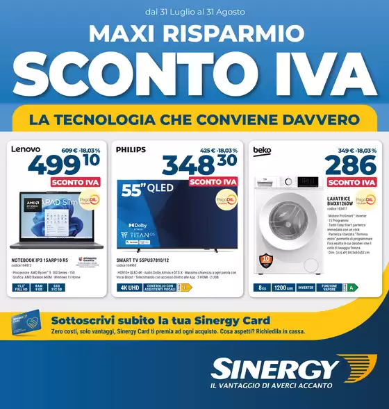 Volantino Sinergy | Sconto iva | 2026-07-31T00:00:00.000Z - 2026-08-31T00:00:00.000Z