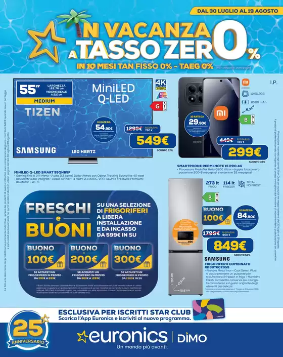 Volantino Euronics | In vacanza a tasso zero | 2026-07-30T00:00:00.000Z - 2026-08-19T00:00:00.000Z