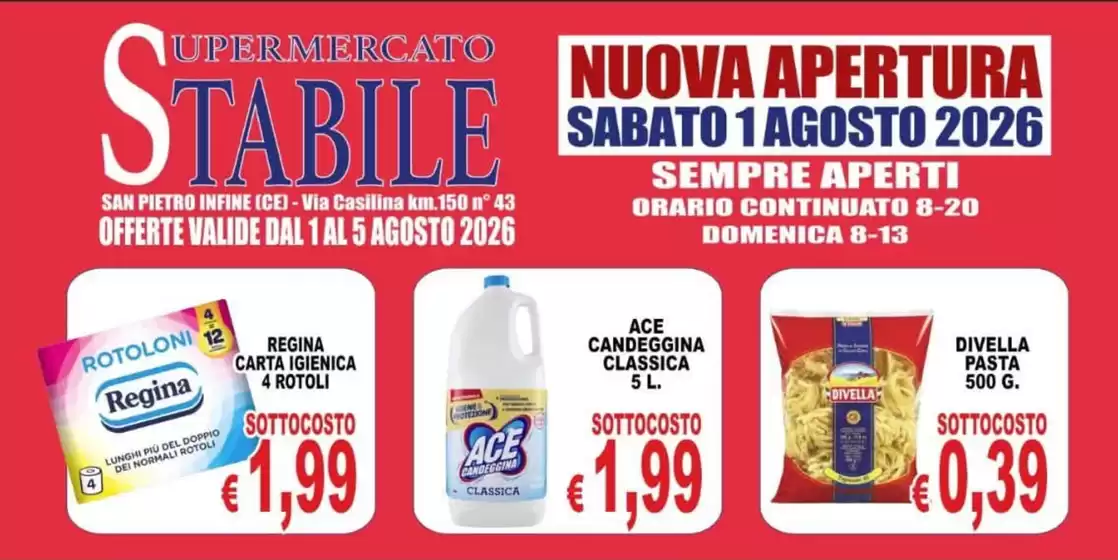 Volantino Supermercati Stabile | Nuova apertura | 2026-08-01T00:00:00.000Z - 2026-08-05T00:00:00.000Z