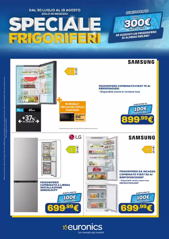 Volantino Euronics a Pagani | Speciale Frigoriferi | 2026-07-30T00:00:00.000Z - 2026-08-19T00:00:00.000Z