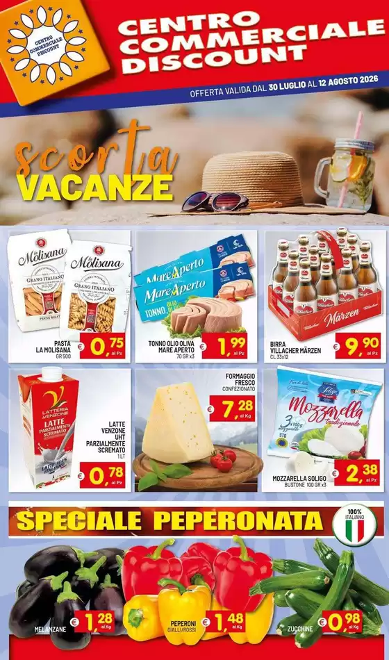 Volantino Centro Commerciale Discount | Scorta vacanze | 2026-07-30T00:00:00.000Z - 2026-08-12T00:00:00.000Z
