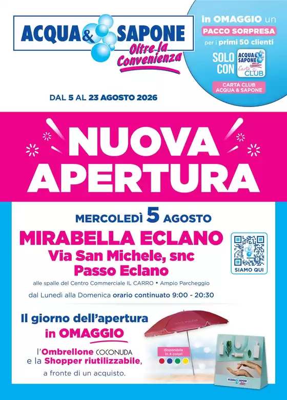 Volantino Acqua & Sapone | Nouva apertura | 2026-08-05T00:00:00.000Z - 2026-08-23T00:00:00.000Z