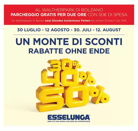 Volantino Esselunga a Bolzano | 304050 | 2026-07-30T00:00:00.000Z - 2026-08-12T00:00:00.000Z