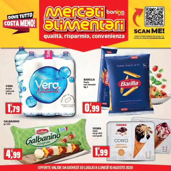 Volantino Mercati Alimentari | Dove tutto costa meno! | 2026-07-30T00:00:00.000Z - 2026-08-10T00:00:00.000Z
