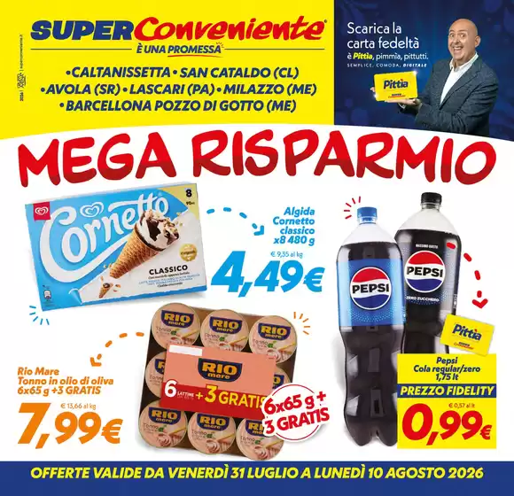 Volantino SuperConveniente | Mega risparmio | 2026-07-31T00:00:00.000Z - 2026-08-10T00:00:00.000Z