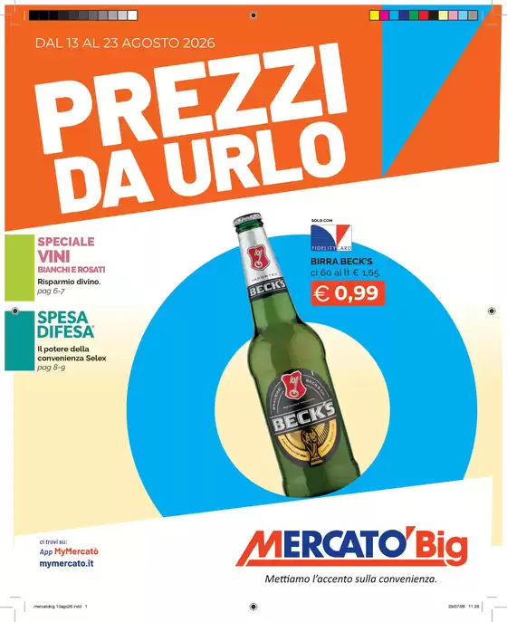 Volantino Mercatò Big a Morcone | Prezzi da urlo | 2026-08-13T00:00:00.000Z - 2026-08-23T00:00:00.000Z