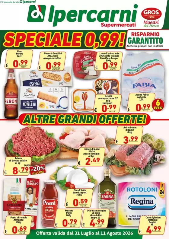 Volantino Ipercarni | Speciale 0,99! | 2026-07-31T00:00:00.000Z - 2026-08-11T00:00:00.000Z