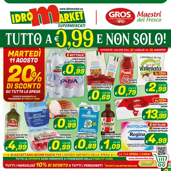 Volantino Idromarket | Tutto a 0,99€ e non solo! | 2026-07-31T00:00:00.000Z - 2026-08-11T00:00:00.000Z