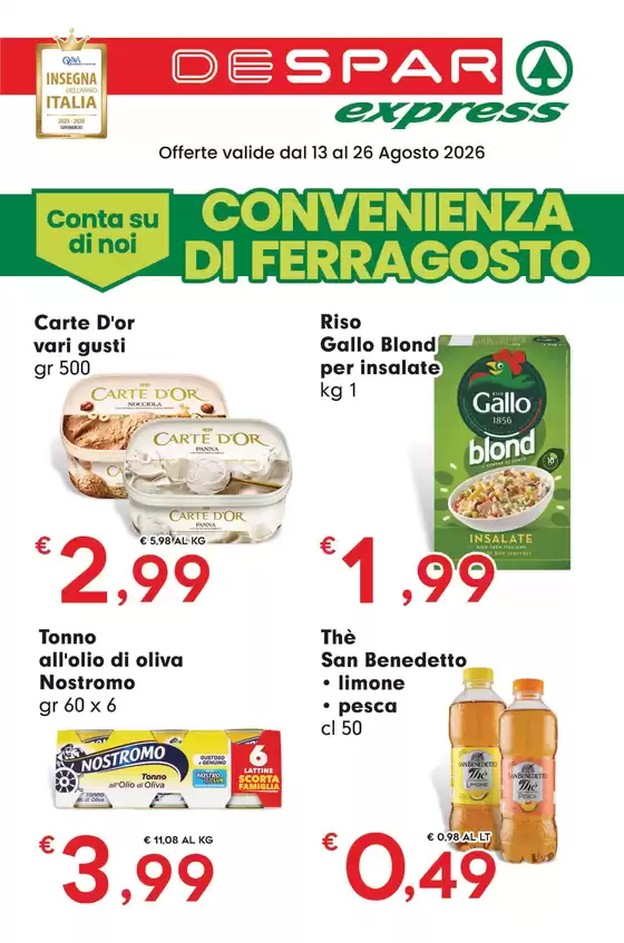 Volantino Despar Express | Convenienza di ferragosto | 2026-08-13T00:00:00.000Z - 2026-08-26T00:00:00.000Z