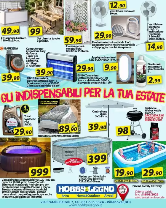 Volantino Hobby & Legno a Costabissara | Gli indispensabili per la tua estate | 2026-07-31T00:00:00.000Z - 2026-08-08T00:00:00.000Z