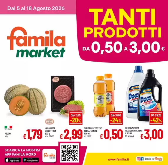 Volantino Famila Market a Massa Lubrense | TANTI PRODOTTI DA 0,50 A 3,00 euro | 2026-08-05T00:00:00.000Z - 2026-08-18T00:00:00.000Z