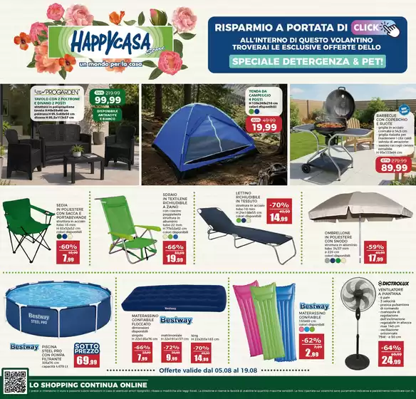 Volantino Happy Casa Store | Offerte valide dal 05.08 al 19.08 | 2026-08-05T00:00:00.000Z - 2026-08-19T00:00:00.000Z